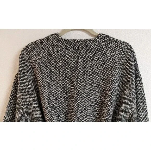 Eileen Fisher Handwoven Peruvian Organic Cotton Black/White Belted Jacket M - Picture 9 of 12